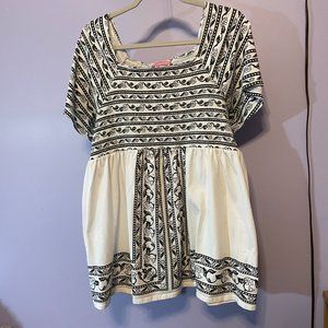 Smocked bodice White and black tunic - Size 18